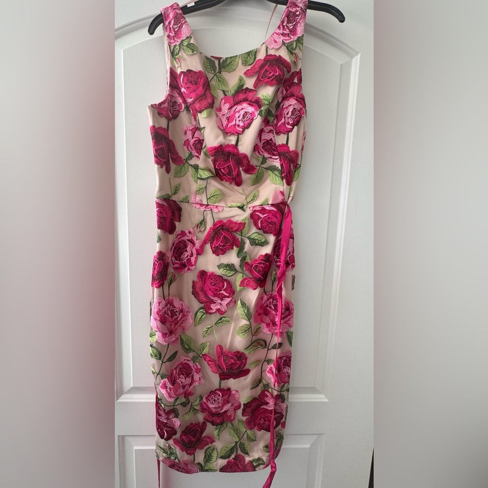 Eliza J Pink Floral Midi Dress